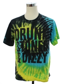 1990's Unisex Drunk Stoned and Dizzy Cheesy Tie Dye T-shirt