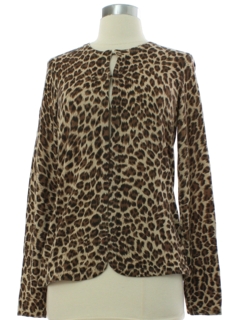 1990's Womens Leopard Print Cashmere Silk Blend Sweater