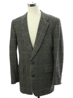 1970's Mens Box Plaid Wool Blend Blazer Sport Coat Jacket