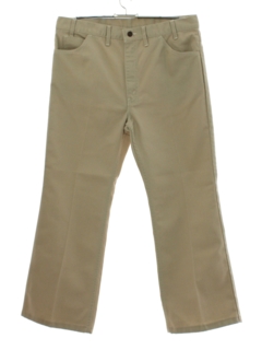 1970's Mens Twill Khaki Flared Jeans-cut Pants