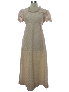 1960's Womens Prom Or Cocktail Maxi Prairie Style Dress