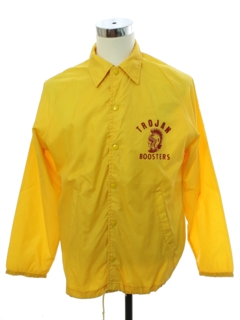 1980's Mens Trojan Boosters Snap Front Windbreaker School Sports Jacket