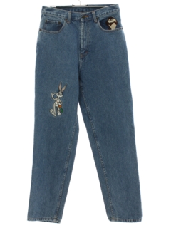 1980's Womens Warner Classic Bugs Bunny and Tasmanian Devil Denim Jeans Pants