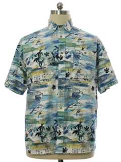 1990's Mens Retro Print Hawaiian Style Sport Shirt