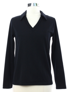 1970's Womens Black Mod Knit Shirt