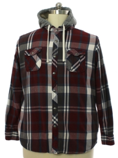 1990's Mens Hooded Flannel Shirt Jacket