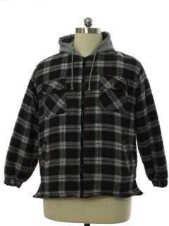 1990's Mens Heavy Flannel Sherpa Hoodie Shirt Jacket