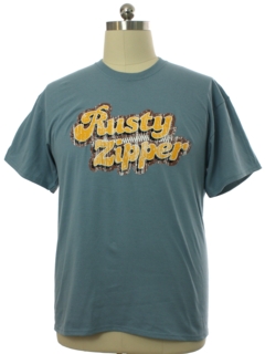 1990's Unisex Slate Blue Rusty Zipper T-Shirt