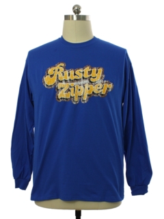 1990's Unisex Royal Blue Rusty Zipper Longsleeve T-Shirt