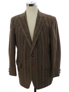 1980's Mens Striped Wool Blazer Sport Coat Jacket