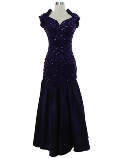 1990's Womens Sequined Prom Or Cocktail Maxi Dress