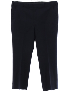 1980's Mens Wool Dark Blue Flat Front Slacks Pants