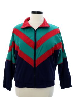 1980's Womens Track Jacket Style Windbreaker Jacket
