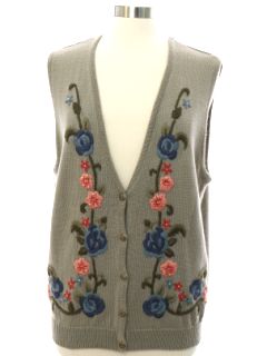 1990's Womens Embroidered Sweater Vest