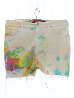 1990's Womens Splotch Tie Dye Cut Off Denim Shorts