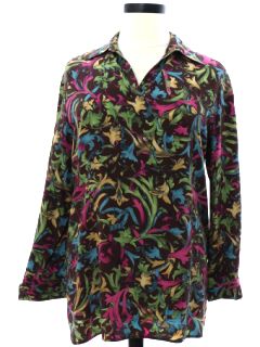 1990's Womens Silk French Cuff Hippie Style Tunic Shirt