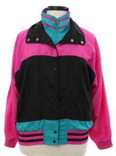 1980's Womens Windbreaker Style Track Jacket