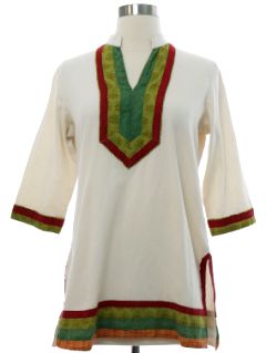 1970's Womens Dashiki Inspired Tunic Shirt
