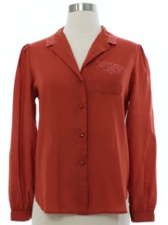 1970's Womens Rayon Blend Secretary Shirt