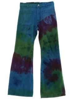 1970's Unisex TIe Dye Navy Issue Bellbottom Jeans Pants
