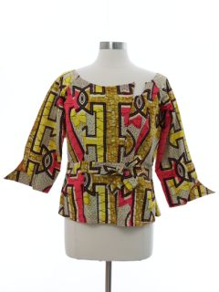1960's Womens African Print Shirt