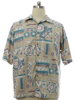 1990's Mens Jack Hollywood Graphic Print Hawaiian Style Sport Shirt