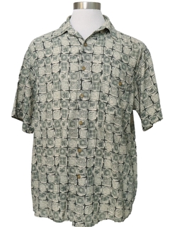 1990's Mens Silk Graphic Print Sport Shirt