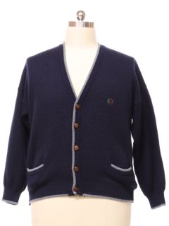 1980's Mens Preppy Totally 80s Cardigan Sweater
