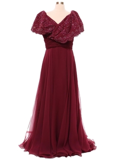 1990's Womens Rose Taft Prom Or Cocktail Maxi Dress