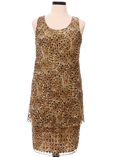 1980's Womens Animal Print Prom Or Cocktail Dress