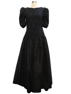 1980's Womens Black Prom Or Cocktail Dress