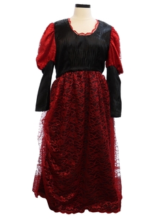 1980's Womens Totally 80s Neo Edwardian Goth Style Prom Or Cocktail Dress