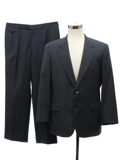 1980's Mens Dark Grey Wool Suit