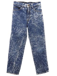 1980's Unisex Girls or Boys Acid Washed Denim Jeans Pants