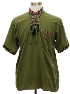 1980's Mens Guatemalan Style Hippie Shirt