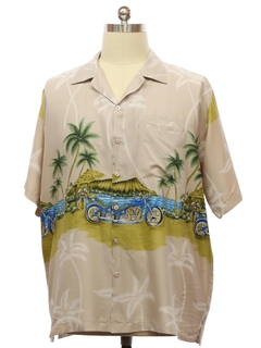 1990's Mens Motorcycle Theme Hawaiian Shirt
