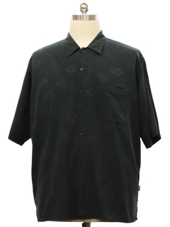 1990's Mens Black Silk Blend Sport Shirt