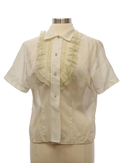 1950's Womens Ruffled Front Secretary Shirt