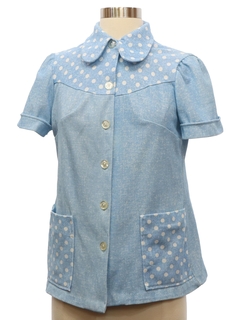 1960's Womens Mod Knit Brady Bunch of Waitress Style Shirt