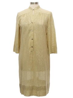1960's Womens Mod Gold Lurex Cocktail Dress