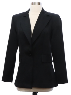 1970's Womens Black Disco Blazer Sport Coat Jacket