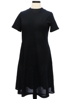 1970's Womens Black Mod Knit Dress