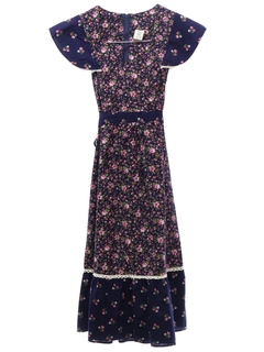 1970's Womens or Girls Prairie Style Hippie Dress