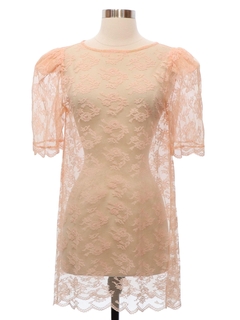 1980's Womens Sheer Lace Over Dress