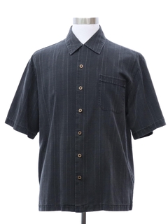 1990's Mens Jamaica Jaxx Faded Black Silk Shirt