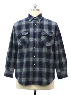 1990's Mens Plaid Wool Flannel Shirt