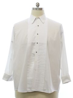 1980's Mens Pierre Cardin Designer Pleated French Cuff Tuxedo Shirt