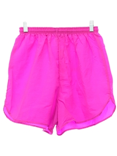 1990's Womens Neon Magenta Pink Crinkle Nylon Shorts