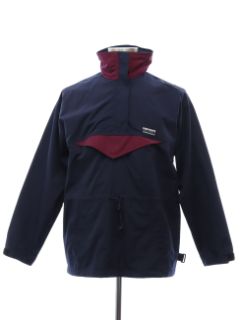 1980's Mens Dark Blue Nylon Parka Windbreaker Jacket