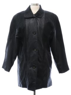 1990's Womens Jacqueline Ferrar Leather Car Coat Style Jacket